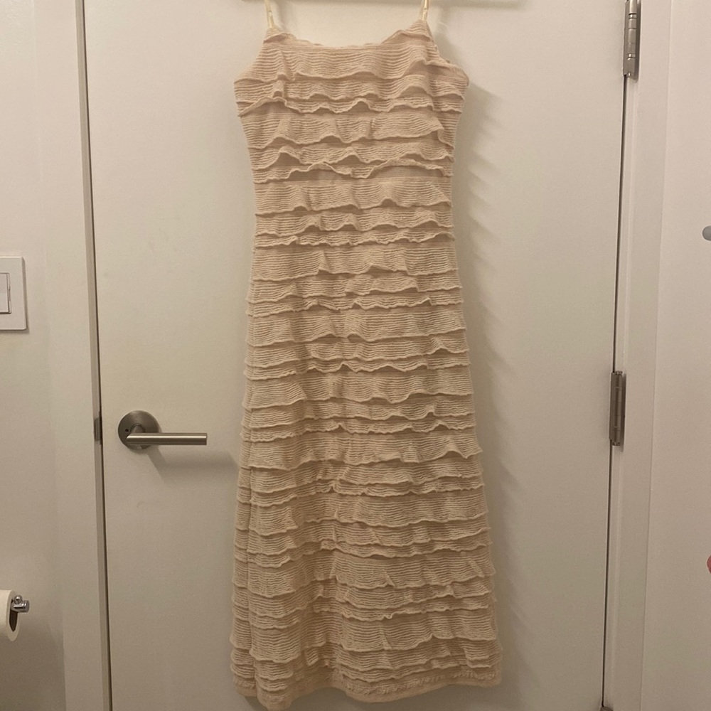 Cream Ruffles Layered Dress
